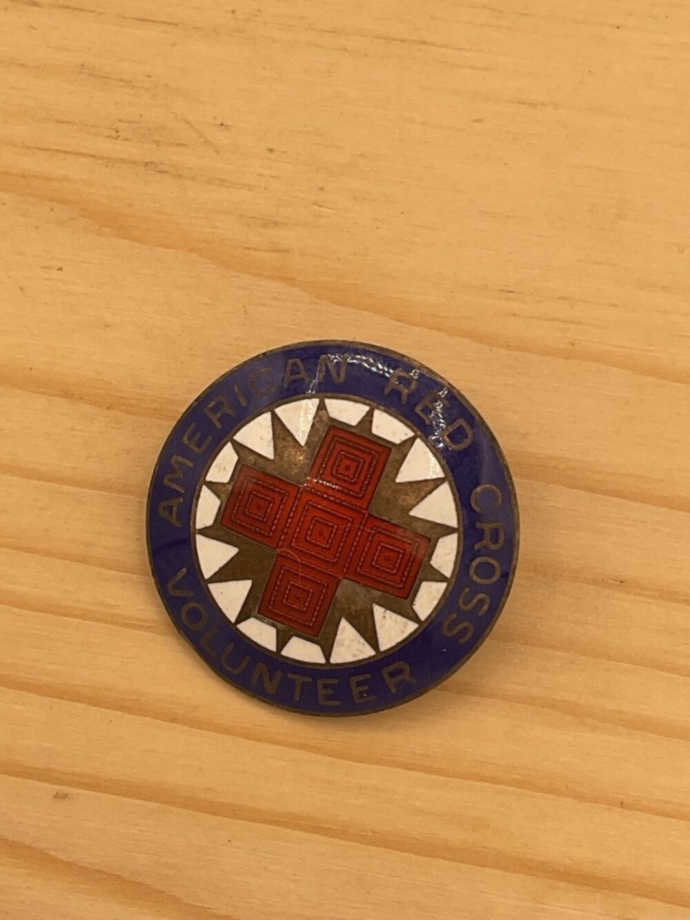 Vintage Sterling WWII American Red Cross Volunteer Pin Production Corps Enamel B